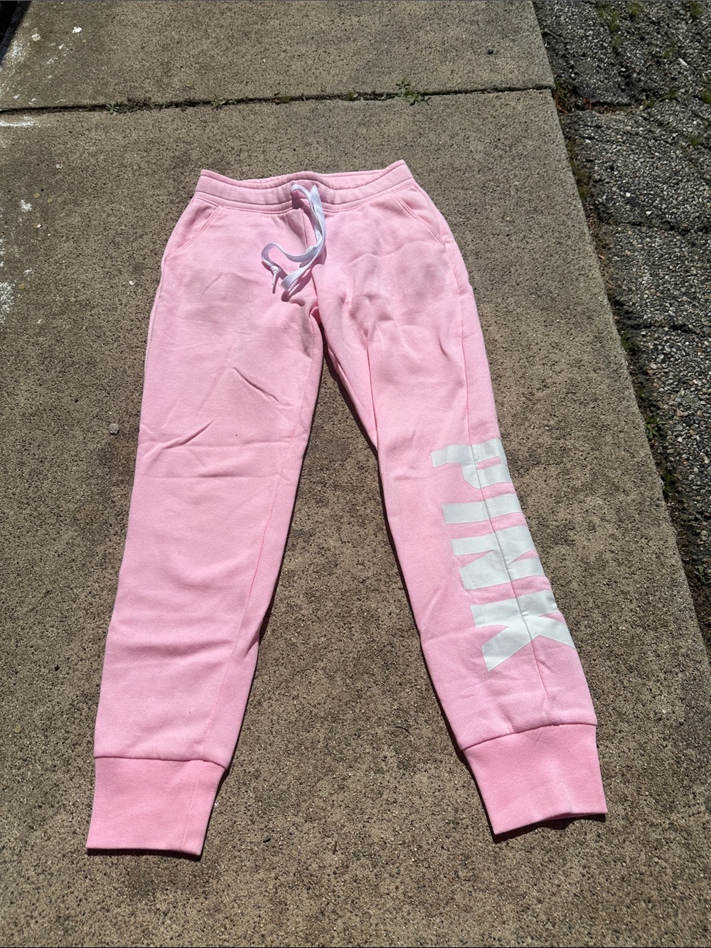PINK Victoria's Secret Light Pink Logo Joggers size XS worn